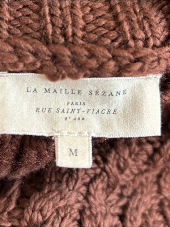 Sézane Drew Merino Wool Cable Knit Sweater Dress Brown Size Medium - Picture 11 of 13